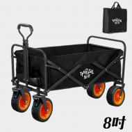 8吋露營推車-黑色橘輪帶煞車+收納袋