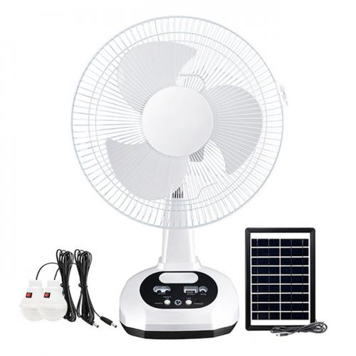 太陽能12吋電風扇-帶3W燈泡2個