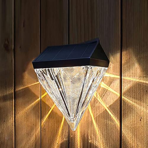 鑽石型太陽能壁燈-暖光
