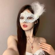 化妝舞會派對面具眼罩-白色
