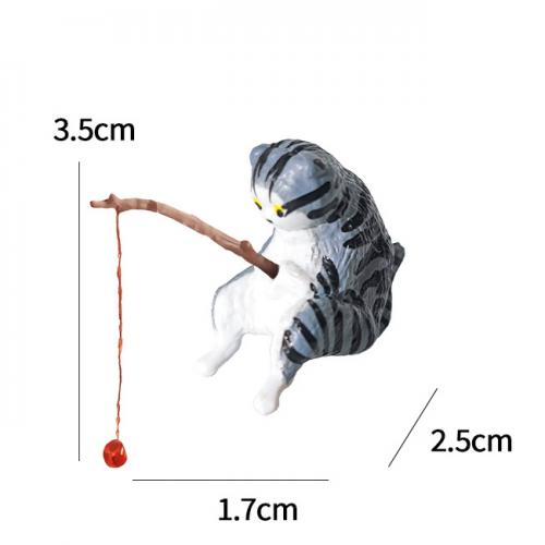 釣魚貓擺件-灰白折耳貓