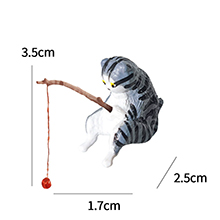 釣魚貓擺件-灰白折耳貓