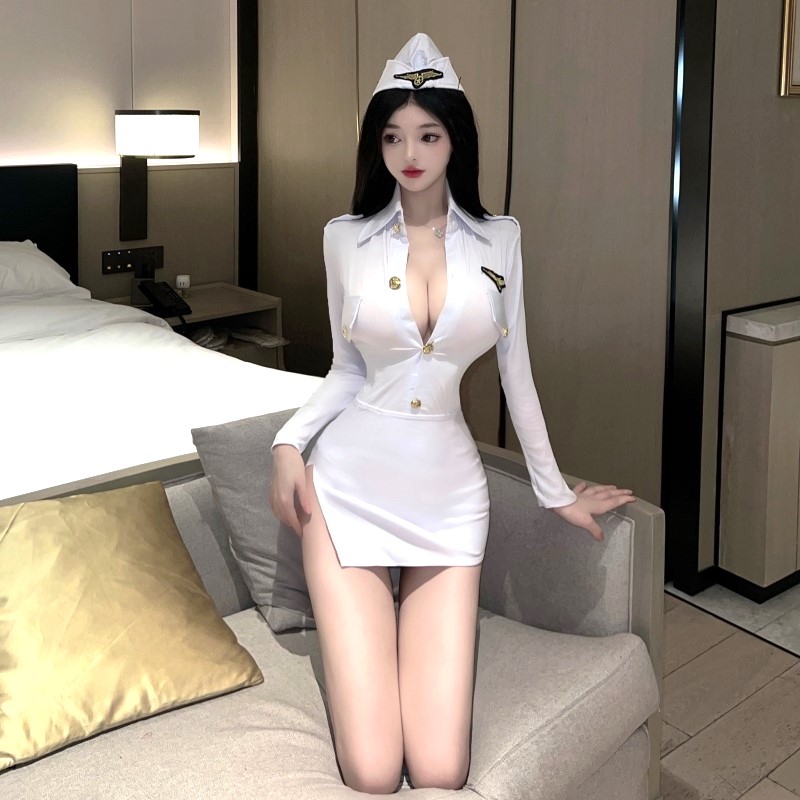 大尺碼性感誘惑空姐服-白色