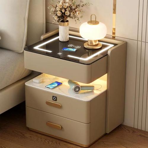 智能床頭櫃-米白色