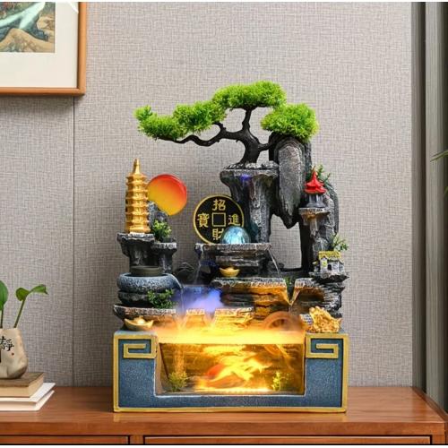 年年有魚假山流水聚寶盆-大號