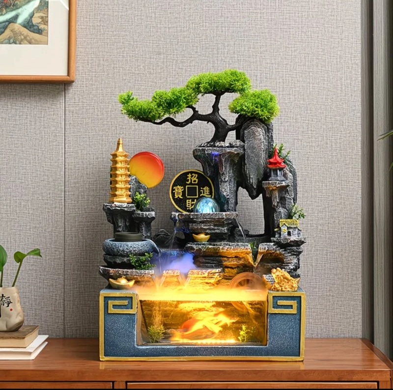 年年有魚假山流水聚寶盆-大號