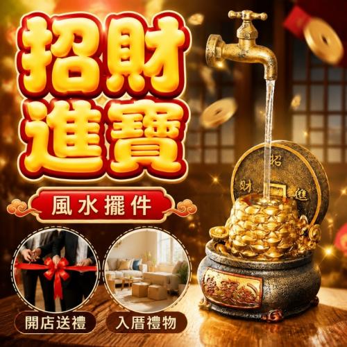 招財進寶流水擺件-帶燈